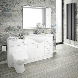 Cove 1520mm Vanity Unit Bathroom Suite (High Gloss White - Depth 330mm) Large Image