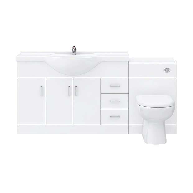 Cove 1700mm Vanity Unit Suite + Tap (High Gloss White - Depth 330mm)  additional Large Image