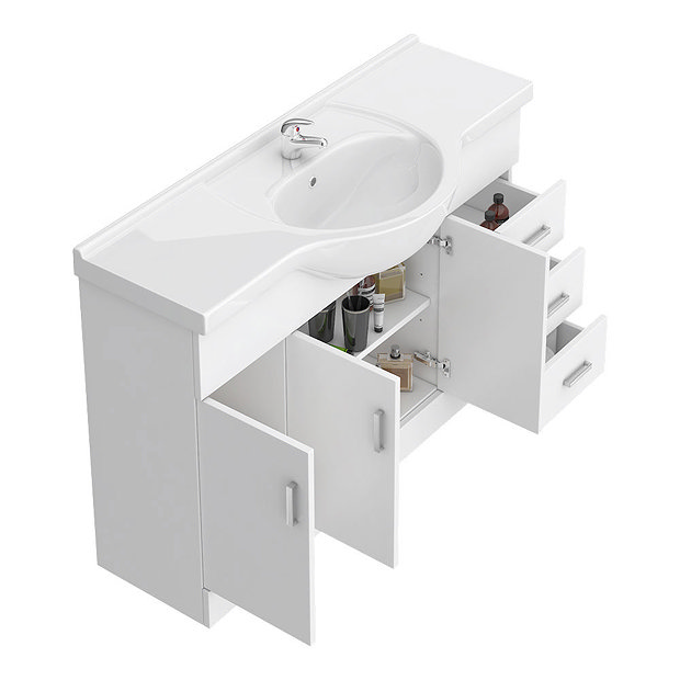 Cove 1700mm Vanity Unit Suite + Tap (High Gloss White - Depth 330mm)  Feature Large Image