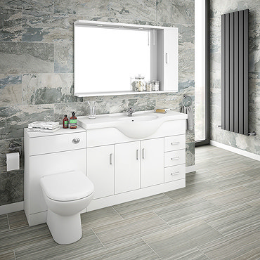 Cove 1700mm Vanity Unit Suite + Tap (High Gloss White - Depth 330mm)  Profile Large Image