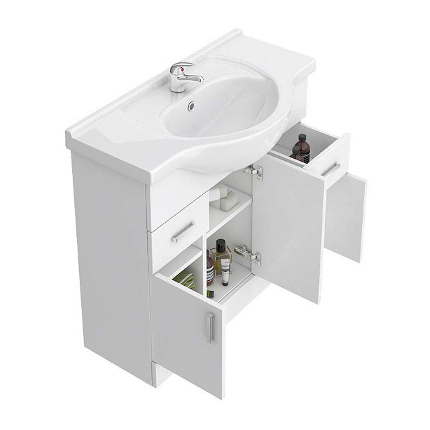Cove 2020mm Bathroom Furniture Pack (High Gloss White - Depth 330mm)  Profile Large Image