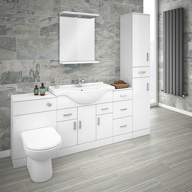 Cove 2020mm Bathroom Furniture Pack (High Gloss White - Depth 330mm) Large Image