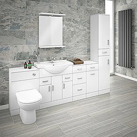 Cove 2270mm Bathroom Furniture Pack (High Gloss White - Depth 330mm) Medium Image