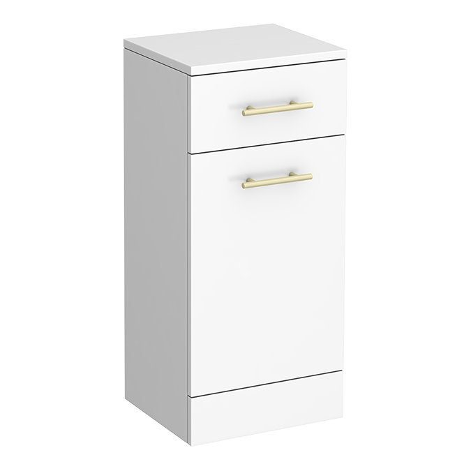 Cove White 350 x 300 Laundry Basket with Brushed Brass Handles