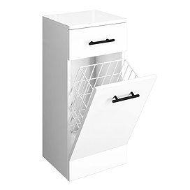 Cove 350 x 300mm White Laundry Basket with Matt Black Handles