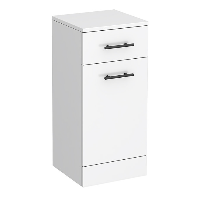 Cove 350 x 330mm White Laundry Basket with Matt Black Handles