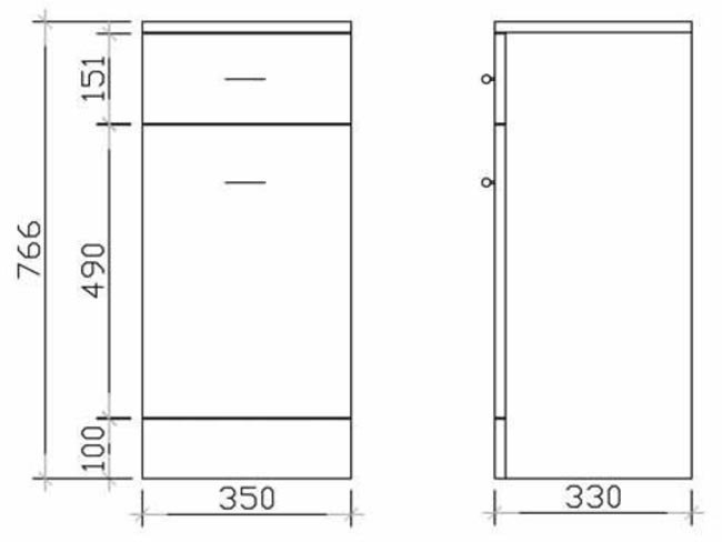 Cove 350 x 330mm White Laundry Basket with Matt Black Handles