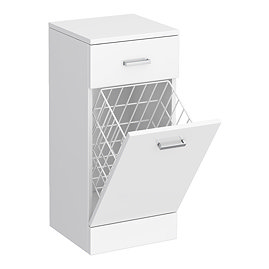 Cove 350 x 330mm White Laundry Basket with Chrome Handles