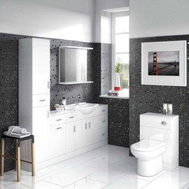 Cove 6 Piece Vanity Unit Bathroom Suite (High Gloss White - Depth 330mm) Medium Image