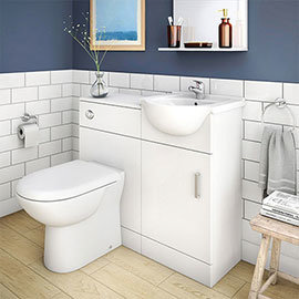 Cove 950mm Cloakroom Vanity Unit Suite + Basin Mixer (Gloss White - Depth 300mm) Medium Image