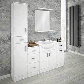 Cove Bathroom Furniture Pack (5 Piece - White Gloss) Medium Image