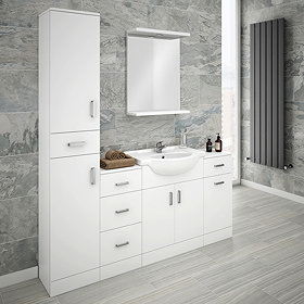 Cove Bathroom Furniture Pack (5 Piece - White Gloss) Large Image