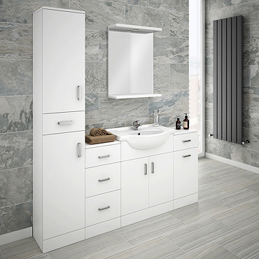 Cove Bathroom Furniture Pack (5 Piece - White Gloss)  Profile Large Image