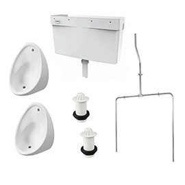 Cove Concealed Urinal Pack with 2 x 400mm Urinal Bowls + Plastic Cistern Medium Image