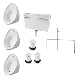 Cove Concealed Urinal Pack with 3 x 400mm Urinal Bowls + Plastic Cistern Medium Image