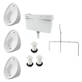 Cove Concealed Urinal Pack with 3 x 400mm Urinal Bowls + Plastic Cistern Large Image