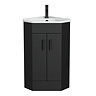 Cove Corner Vanity Unit - Matt Black - 590mm with Matt Black Handles