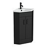 Cove Corner Vanity Unit - Matt Black - 590mm with Matt Black Handles