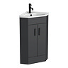 Cove Corner Vanity Unit - Matt Black - 590mm with Matt Black Handles