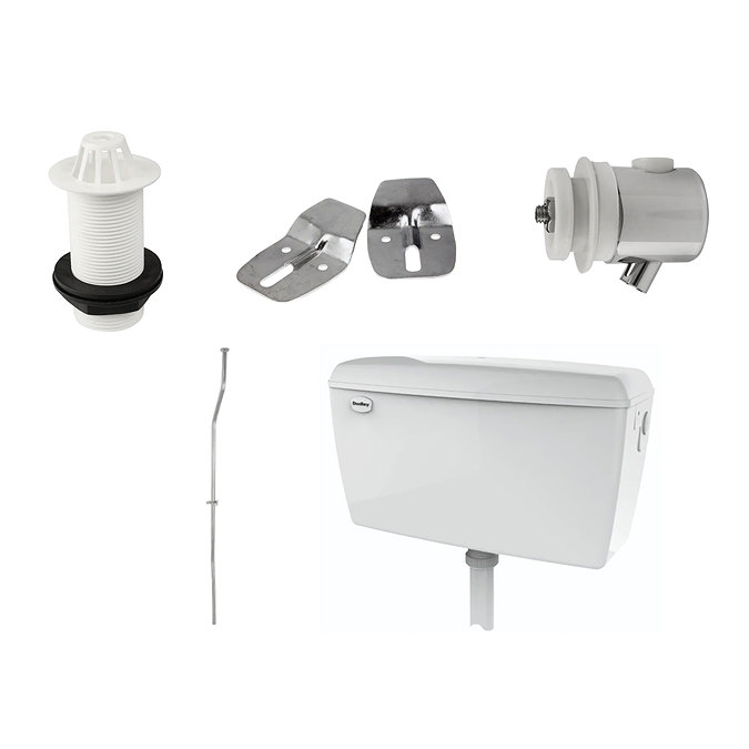 Cove Exposed Urinal Pack with 1 x 500mm Urinal Bowl + Plastic Cistern Feature Large Image