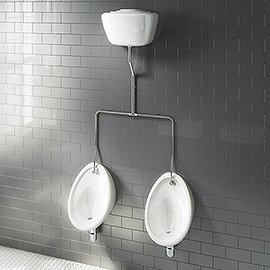 Cove Exposed Urinal Pack with 2 x 400mm Urinal Bowls + Ceramic Cistern Medium Image