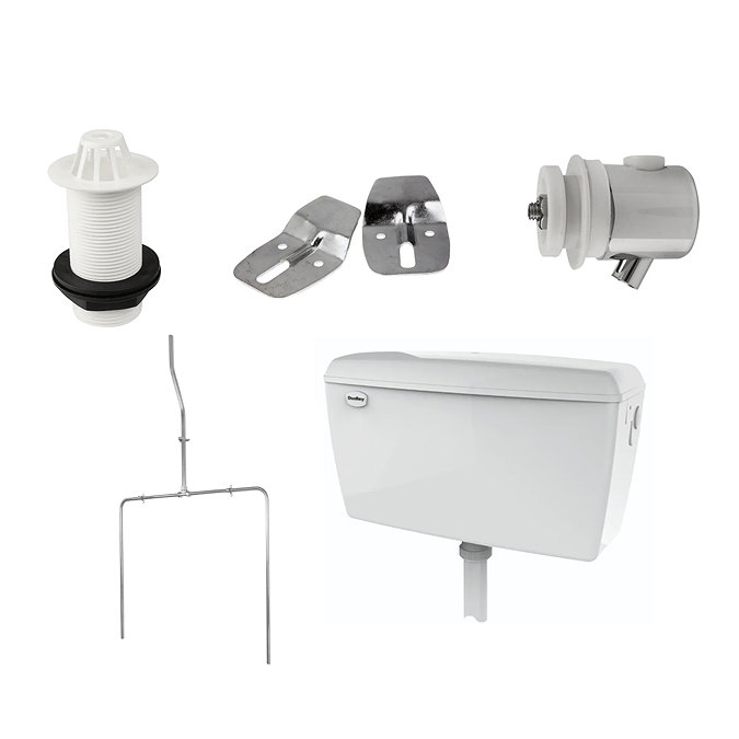 Cove Exposed Urinal Pack with 2 x 500mm Urinal Bowls + Plastic Cistern  Feature Large Image