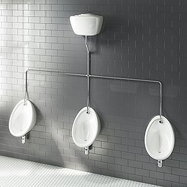 Cove Exposed Urinal Pack with 3 x 400mm Urinal Bowls + Ceramic Cistern Medium Image