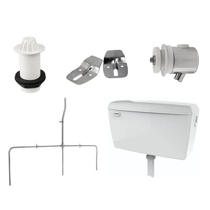 Cove Exposed Urinal Pack with 3 x 400mm Urinal Bowls + Plastic Cistern  Feature Large Image