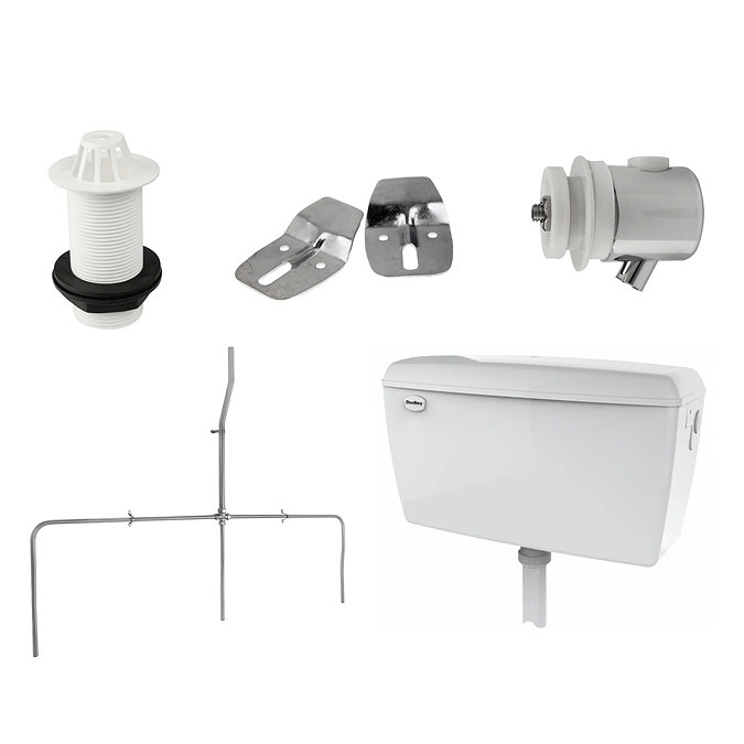 Cove Exposed Urinal Pack with 3 x 400mm Urinal Bowls + Plastic Cistern Feature Large Image