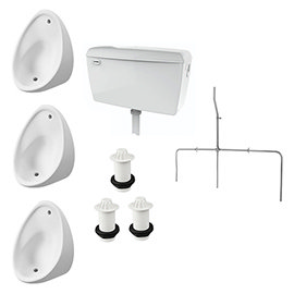 Cove Exposed Urinal Pack with 3 x 400mm Urinal Bowls + Plastic Cistern Medium Image