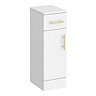 Cove Gloss White Bathroom Cupboard with Brushed Brass Handles - 250mm Wide x 300mm Deep
