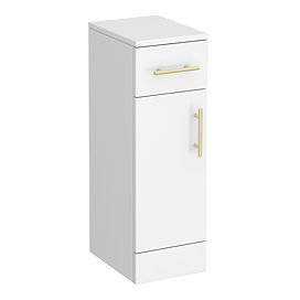 Cove Gloss White Bathroom Cupboard with Brushed Brass Handles - 250mm Wide x 330mm Deep