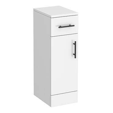 Cove Gloss White Bathroom Cupboard with Matt Black Handles – 250mm Wide x 330mm Deep