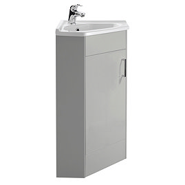 Cove Light Grey Floor Mounted 1-Door Corner Unit Inc. Ceramic Basin Large Image