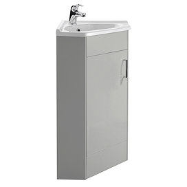 Cove Light Grey Floor Mounted 1-Door Corner Unit Inc. Ceramic Basin Large Image