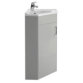 Cove Light Grey Floor Mounted 1-Door Corner Unit Inc. Ceramic Basin Large Image