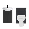 Cove 550mm Matt Black Vanity & WC Toilet Unit Set with Concealed Cistern & Soft-Close Seat