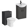 Cove 550mm Matt Black Vanity & WC Toilet Unit Set with Concealed Cistern & Soft-Close Seat