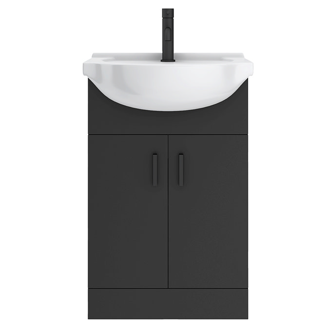 Cove 550mm Matt Black Vanity Unit with Ceramic Basin – 300mm Depth