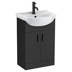 Cove 550mm Matt Black Vanity Unit with Ceramic Basin – 300mm Depth