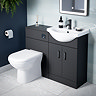 Cove 650mm Matt Black Vanity & WC Toilet Unit Set with Concealed Cistern & Soft-Close Seat