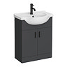 Cove 650mm Matt Black Vanity & WC Toilet Unit Set with Concealed Cistern & Soft-Close Seat