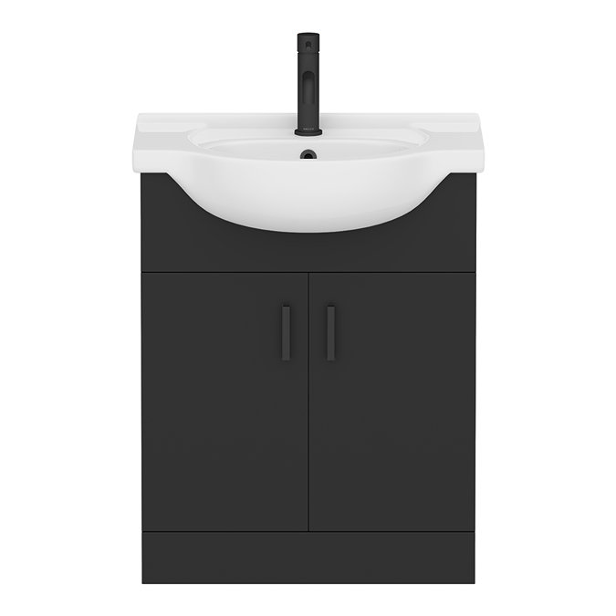 Cove 650mm Matt Black Vanity Unit with Ceramic Basin - 300mm Depth