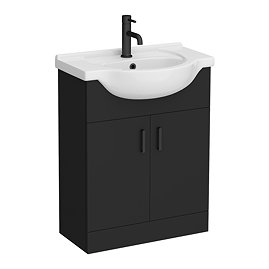 Cove 650mm Matt Black Vanity Unit with Ceramic Basin - 300mm Depth