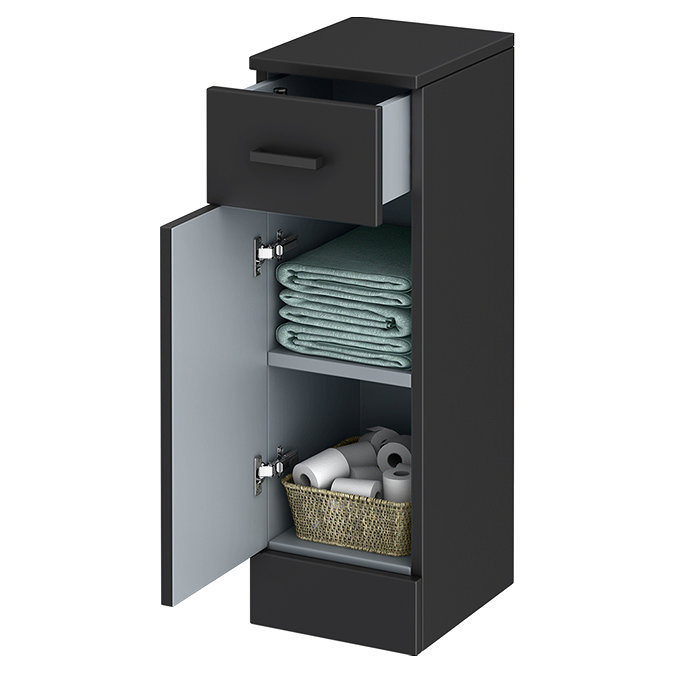 Cove Matt Black Bathroom Cupboard – 250mm Wide x 300mm Deep