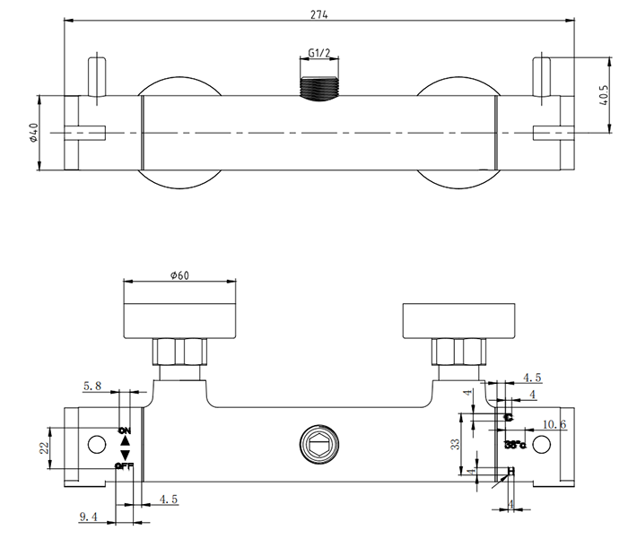 Round Minimalist Top Outlet Bar Shower Valve