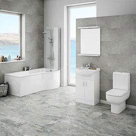 Cove P-Shaped Modern Shower Bath Suite Medium Image