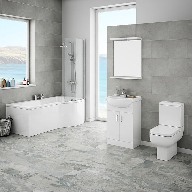Cove P-Shaped Modern Shower Bath Suite Large Image