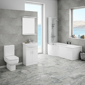 Cove LH P-Shaped Modern Shower Bath Suite Large Image