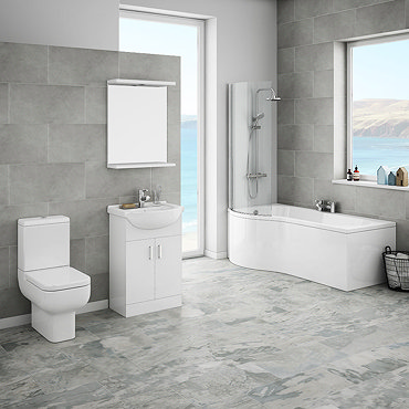 Cove P-Shaped Modern Shower Bath Suite  Profile Large Image